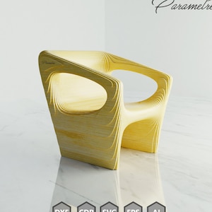 Parametric Chair Cuboid Design for Home Office and interiors Digital download DXF files vector template, wooden furniture, laser cutting