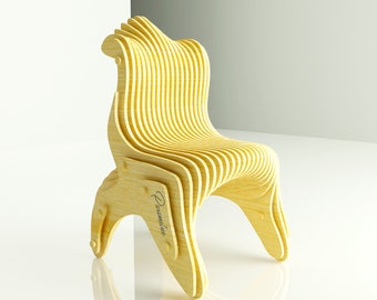 Wavex Parametric Chair DXF File: Laser Cut Wooden Furniture (Digital Download)