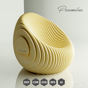 Silla paramétrica Beanyx Diseño para Home Office e interiores Descarga digital archivos DXF plantilla vectorial, muebles de madera, corte por láser