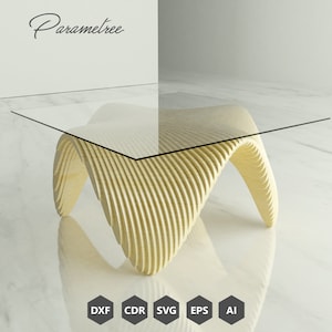 Parametric Coffee table CURVEXO , CNC cutting DXF files, Vector files for Laser cutting, Digital Download, Modern Wooden furniture