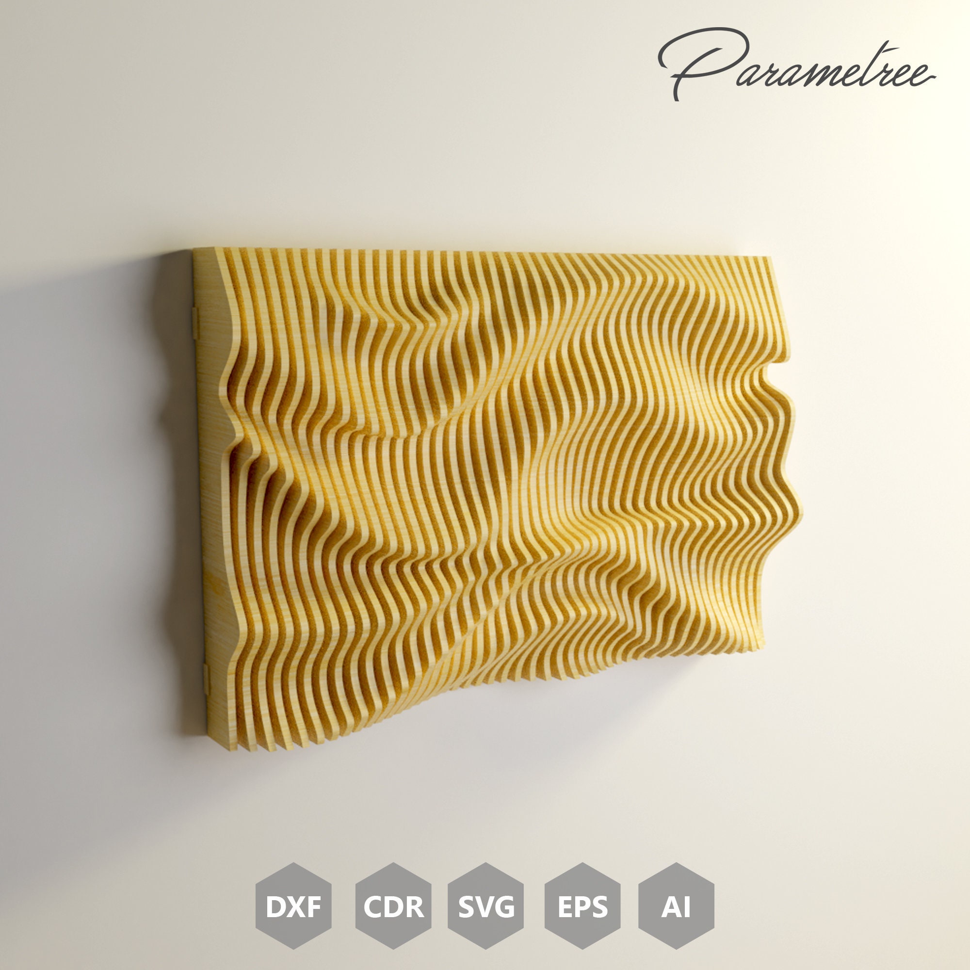 Parametric Wavy Wall Art, Parametric Wood Wall Frame, CNC