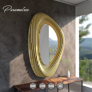 Parametric Mirror-01 Design for Home Office and interiors Digital download DXF files vector template, wooden furniture, laser cutting