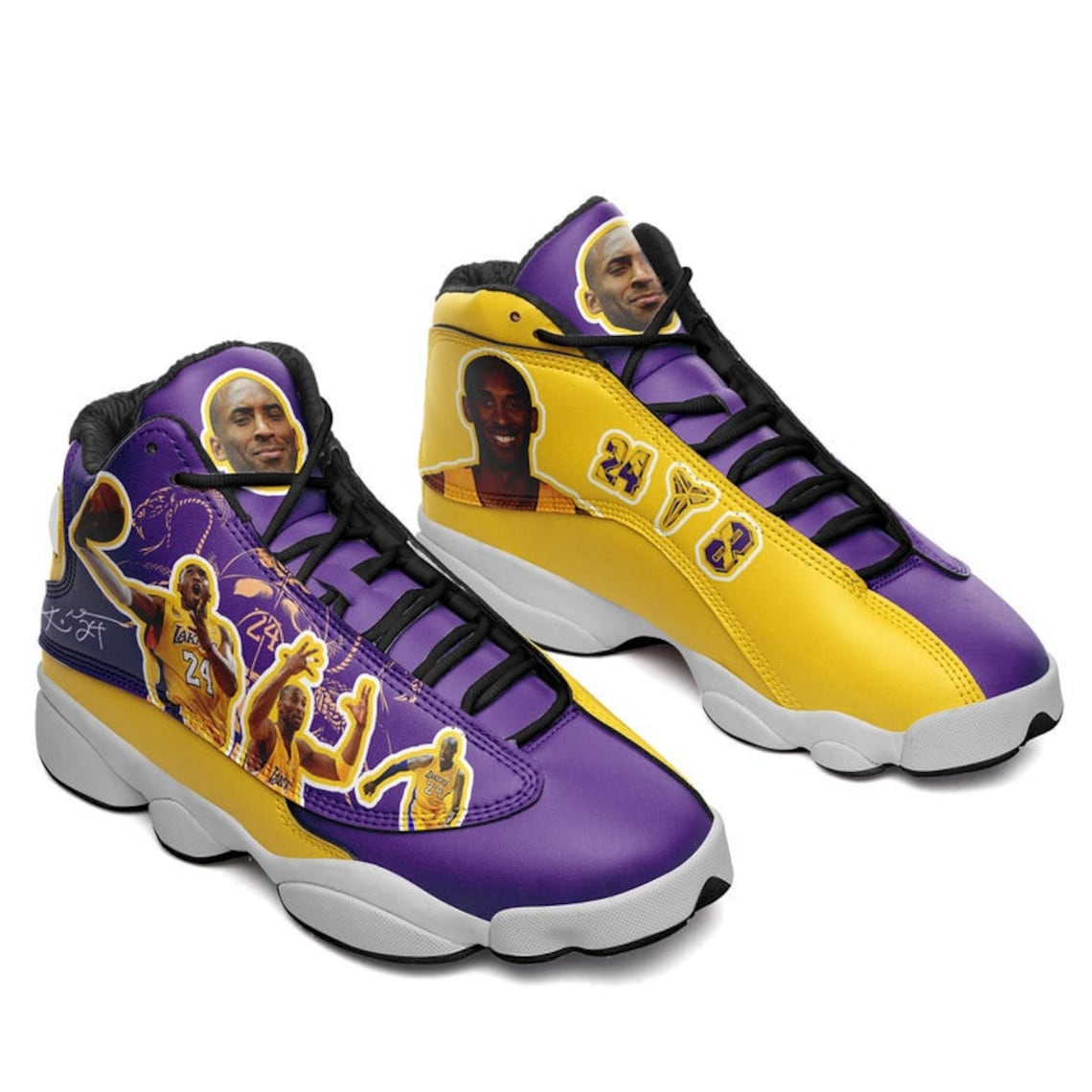 Lakers 24 Air JD13 Shoes Kobe Bryant Leather Shoes | Etsy