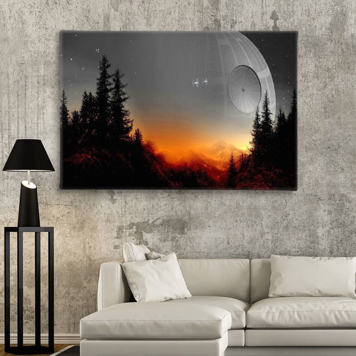 Star Wars Wall Art Star Wars Death Star Sunset Poster Wall | Etsy