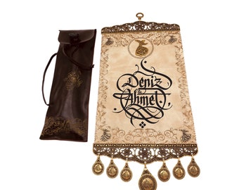 Personalized Leather Scroll with Custom Calligraphy Handwriting
