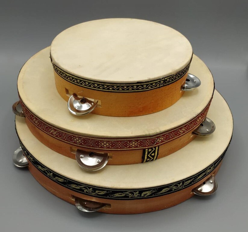 PERSONALIZED Timbrel Tef Tambourine Custom Calligraphy Written. Wooden