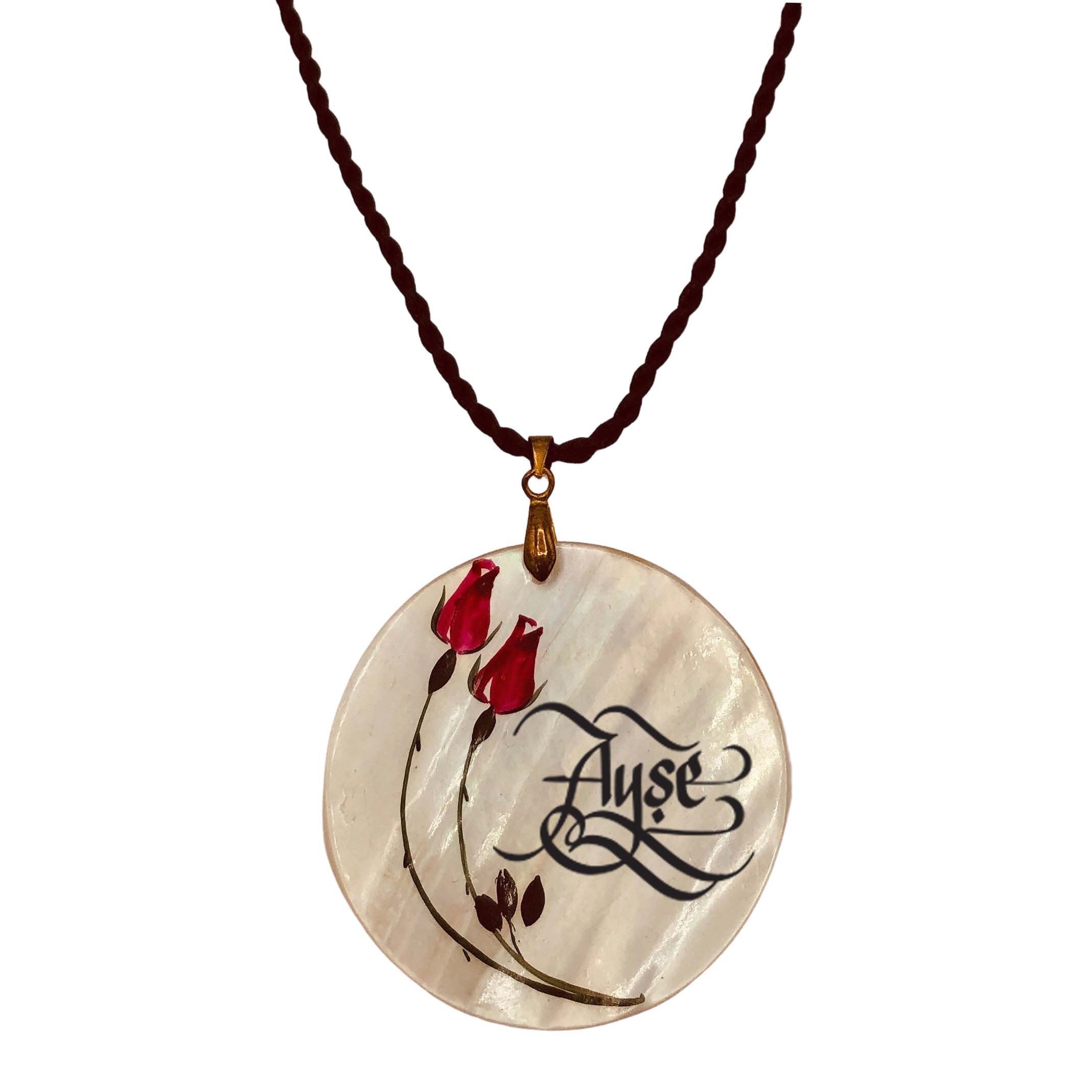 Hand-made Mother-of-pearl Jewelry (Necklace/bracelet) with Custom Turkish Calligraphy handwriting