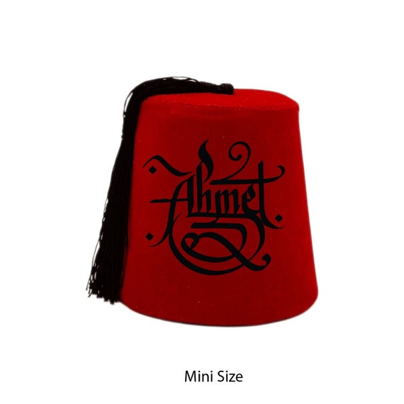 PERSONALIZED Fez, Tarboosh Red Hat with Custom Turkish-style Calligraphy  Handwriting