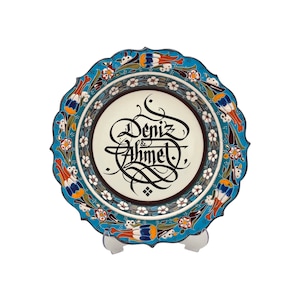 Hand-made Ceramic Plate with Custom Calligraphy Handwriting