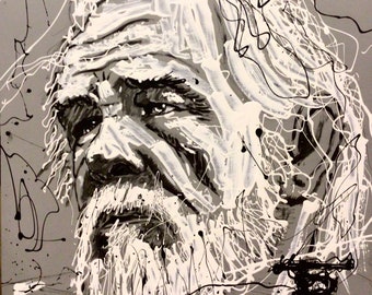 Nick Nolte Original Acrylic Painting done in drip paint method wall decor