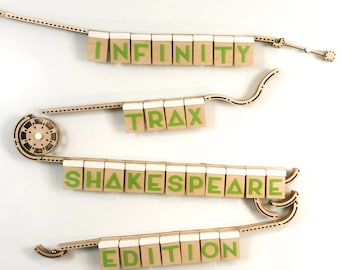 Shakespeare Edition | Infinity Trax | Modular Magnetic Marble Run | Glowforge project laser cut wood DIY SVG DXF Toy