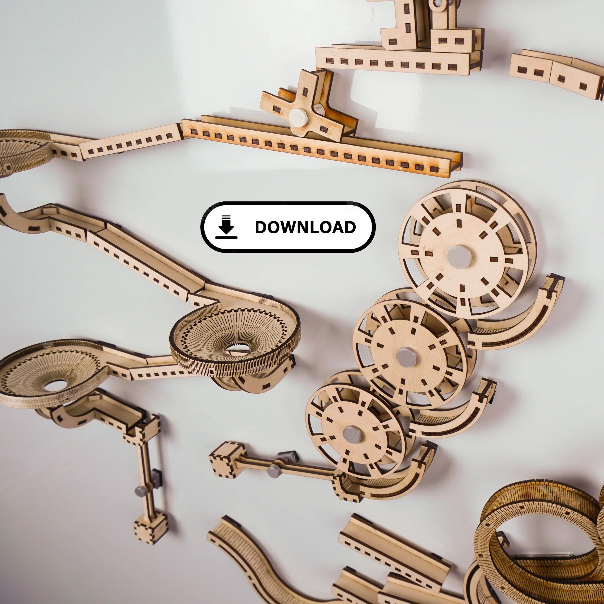 Infinity Trax Modular Wooden Marble Run Laser Cut File Digital