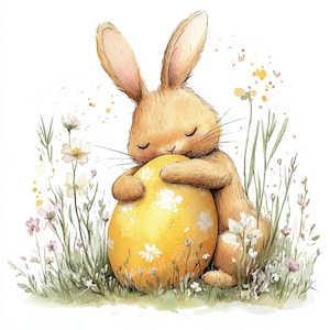 Easter clipart, 30 Easter Bunny Egg Clipart, Printable Watercolor clipart, Paper craft, journal, scrapbooking