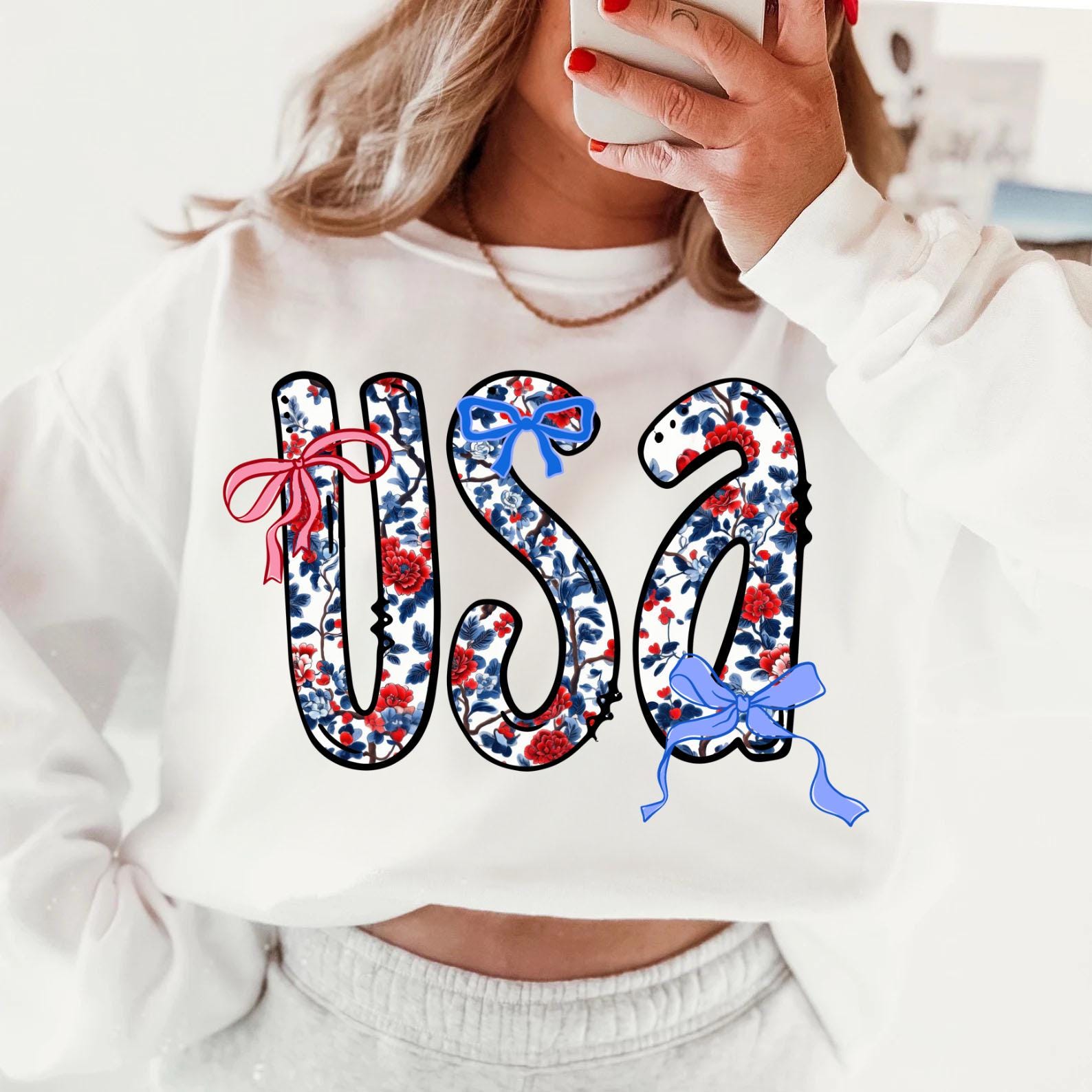 4th of July PNG Patriotic & Retro America Clipart, Memorial Day and Girly USA 1776 Preppy Coquette Designs, USA png