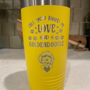 Personalized Laser Engraved Goldendoodle Tumbler