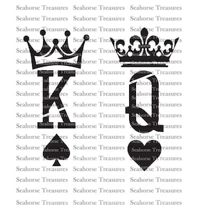 Digital SVG King and Queen, Couples, King svg, Queen svg, Crown King and Queen, King Queen playing card, svg, pdf png jpg, Silhouette Cricut