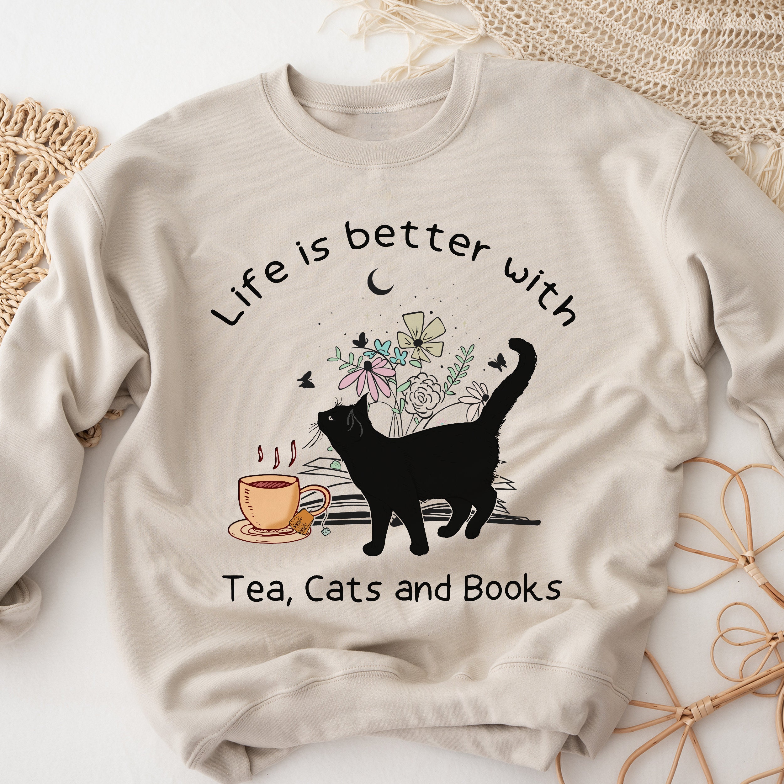 Cats Books & Tea T-Shirt Cats Books & Tea T-Shirt