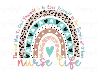 Leopard Rainbow Nurse Life File PNG - Nurse Quotes Sublimation Designs Downloads - Nurse PNG - PNG File For Nurse Shirt Mug Shirt Tote