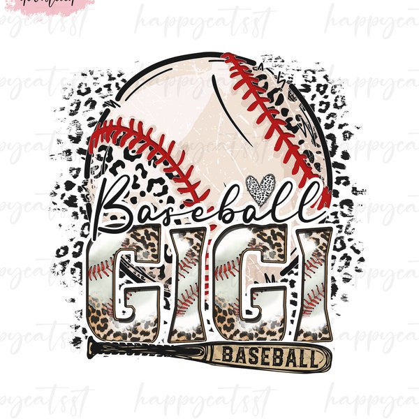 Baseball Gigi Leopard Heart PNG - Baseball Cheetah Background PNG - Gigi Png - Baseball Sublimation Design Download - Game Day PNG Cut File