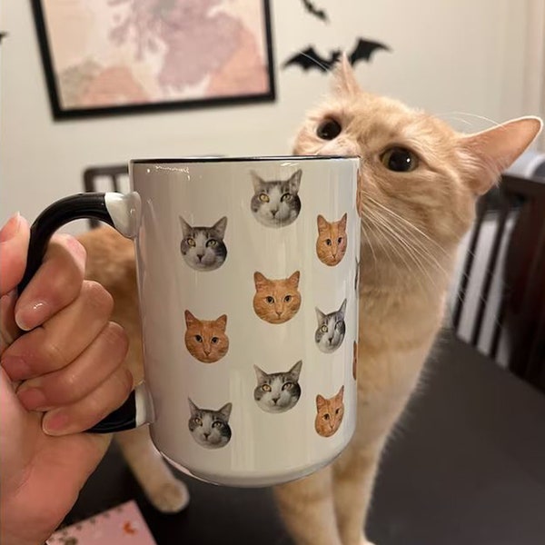 Personalized Cat Face Mug - Customized Cat Mug - Personalized Cat Photo Mug - Personalized Cat Lover Gift - Custom Pet Coffee Mug