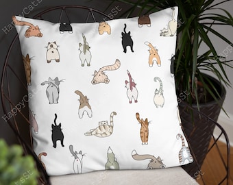 Funny Cat Butt Pattern Pillow - Cat Lover Gift