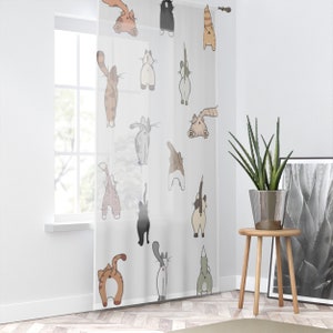 CAT BUTTS CURTAINS - Funny Animals Window Curtains - Cats Pattern Window Curtain - Animal Curtain - Decorative Curtains - Funny Pets Gifts