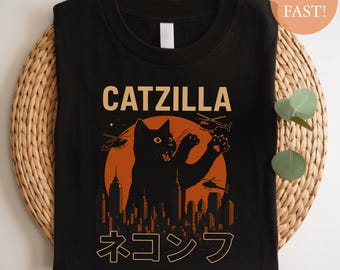 Catzilla T-Shirt: Funny Japanese Monster Cat Godzilla Parody