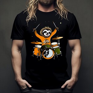 Sloth Drummer is Playing The Drums T-Shirt - Sloth Drumming Shirt - Funny Sloth Shirts - Drummer Gifts For Men - Sloth Tee - Drummer Shirts