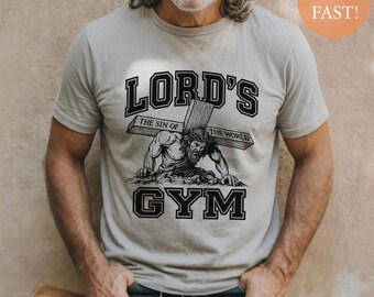 Koszulka fitnessowa Lord's Gym Christian: Jezus niosący krzyż
