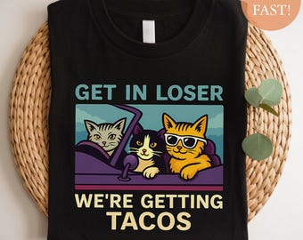 Funny Cat Taco T-Shirt: Retro Style Tee for Cat Lovers