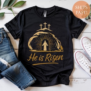 He Is Risen T-Shirt - Easter Christian Shirt for Women and Men - Jesus Resurrection Religious Tee - Faith Based Bible Verse Gift Ideas