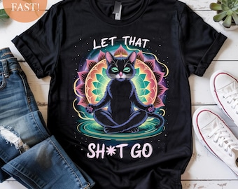 Funny Zen Cat Sweatshirt: Meditating Black Cat Mandala