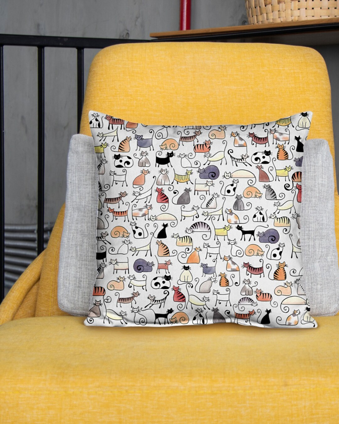 Pillowcases Printed With Colorful Cats Cat Breeds Pillowcase Etsy
