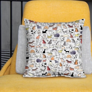 Pillowcases Printed With Colorful Cats - Cat Breeds Pillowcase - Cute Cat/Kitty/ Kittens Pillows - Gifts For Cat Lovers - Novelty Cat Gifts
