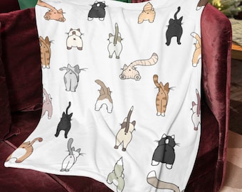 Funny Cat Butts Pattern Blanket – Sherpa Fleece Throw