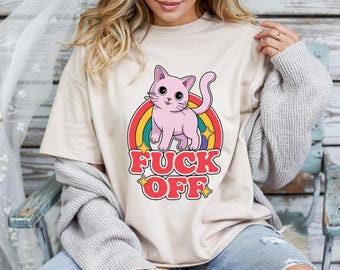 Sassy Cat T-Shirt: Pink Kitty Rainbow Graphic Tee
