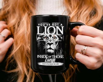 Christian Lion Coffee Mug: Faith-Based Scripture Gift