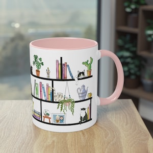 The Cats Lying on a Bookshelf Mug - Cats and Books Seamless Pattern Mug - Cute Cat Coffee Mug - Cat Cup - Book Lovers Mug - Bookish Gift
