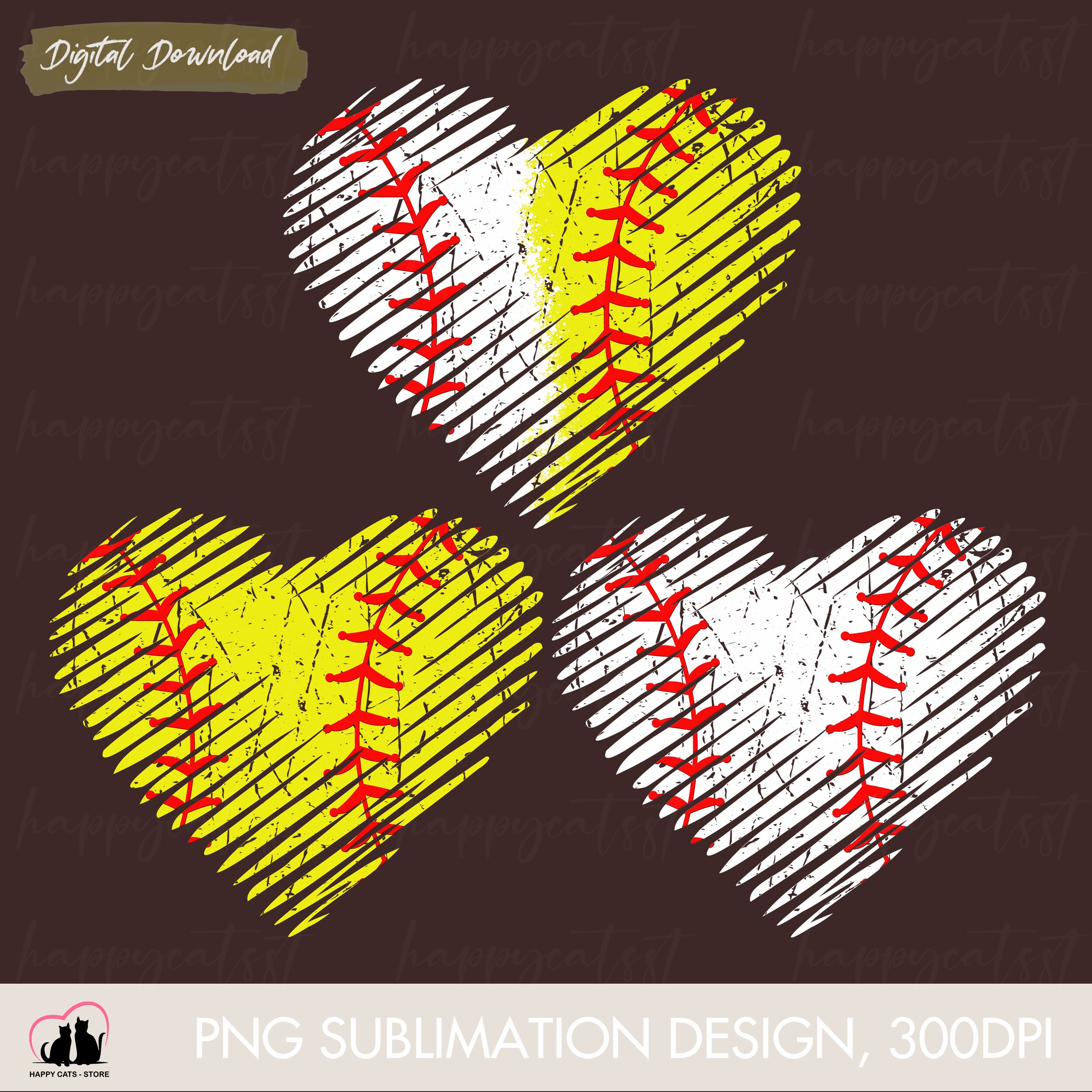 Baseball Heart PNG Softball Heart PNG Split Half Baseball Etsy