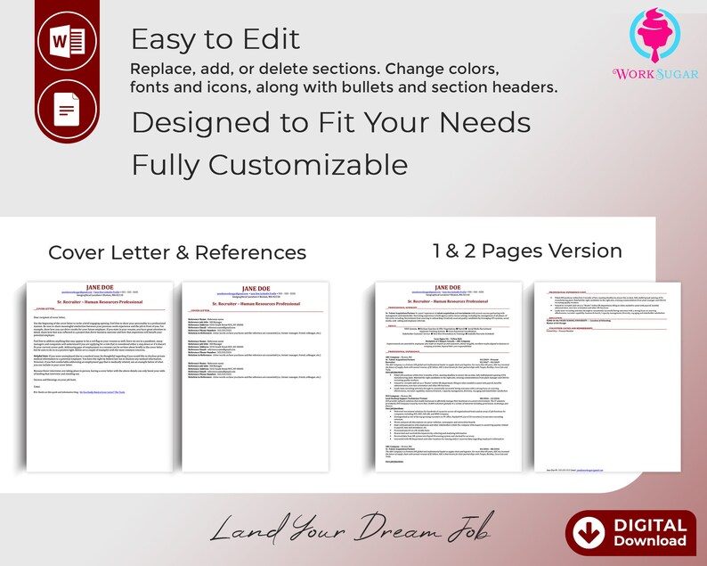 Midcareer Professional Resume Template Etsy