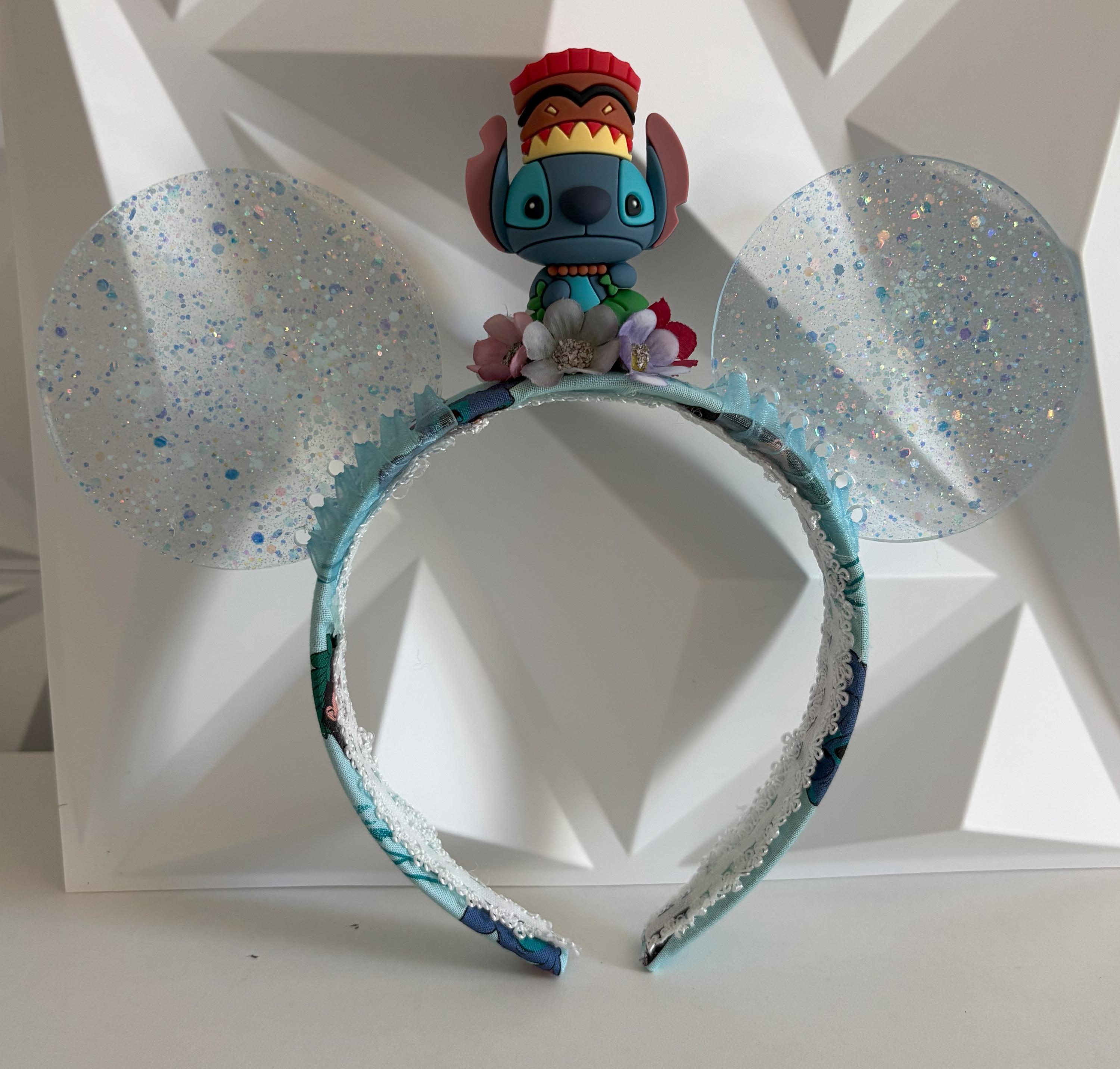 Resin glow in the dark Mouse Ears Headband Enchanting Garden Princess Resin Glow in the Dark Hawaiian Dancer Glitter Ears Mouse  main image 3