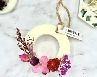 Bolsita de cera de soja floral: Ambientador artesanal de flores secas