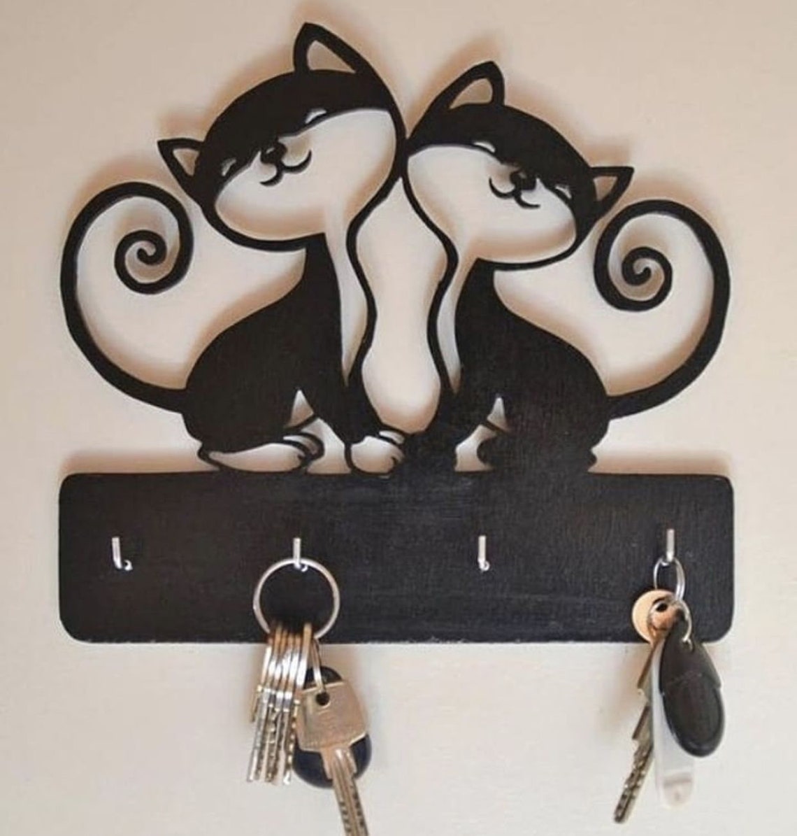 KEY HOLDER Cats for wall / SVG Laser Cut File Layered file / Etsy