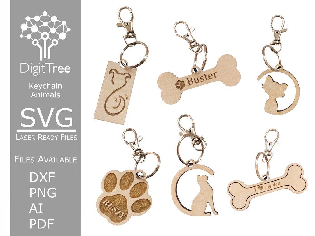 KEYCHAIN Laser Cut File / SVG Files With Animals Design / Etsy