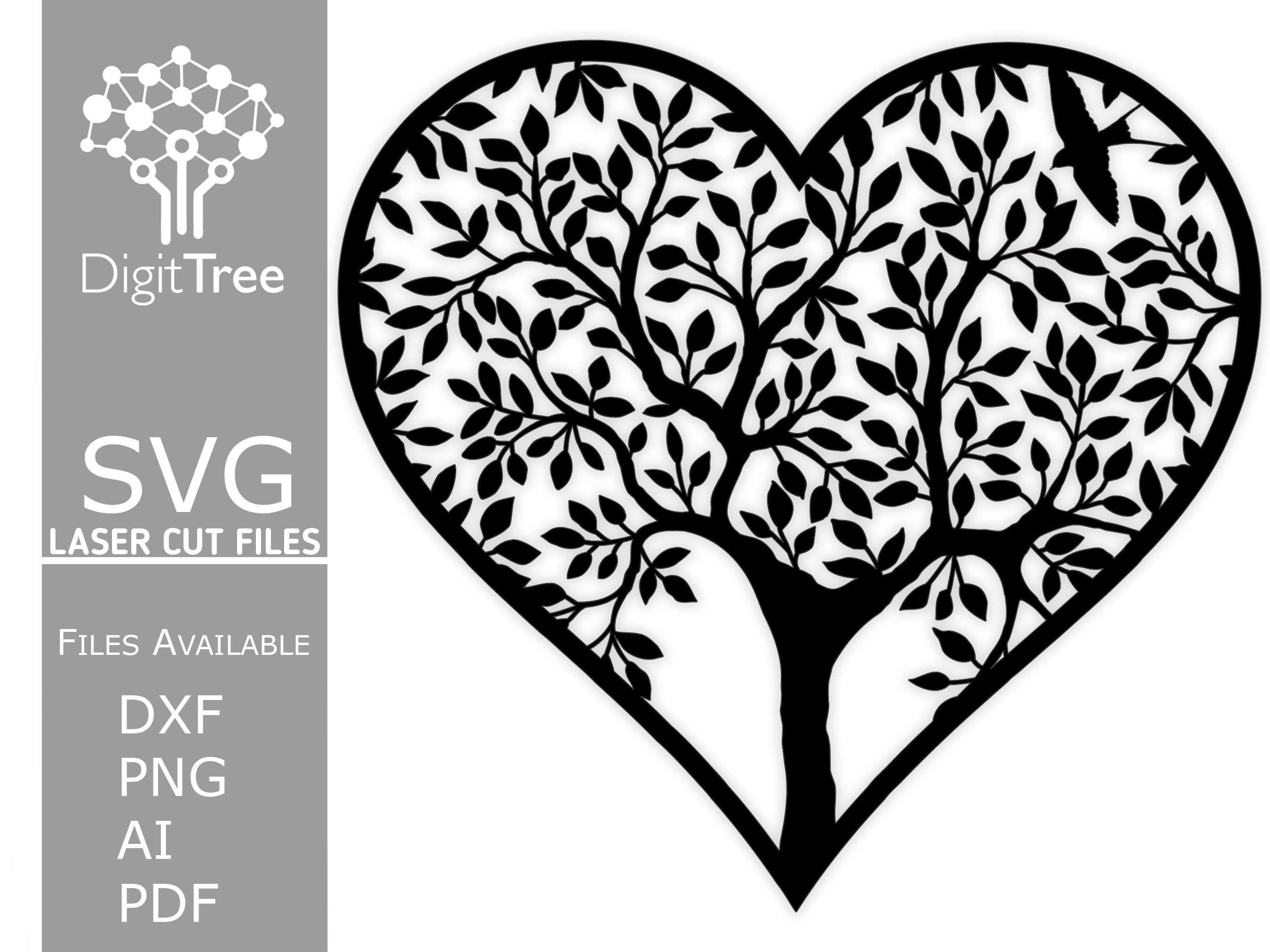 Heart Tree Wall Decor / SVG Laser Cut File Wall Decor DXF Etsy