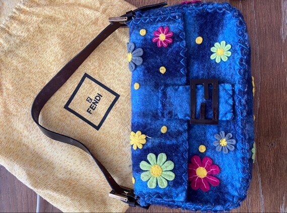Vintage FENDI Zuccino Baguette Bag | Felt and Leat