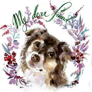 Ritratto personalizzato di un cane, regalo per gli amanti dei cani, acquerello personalizzato per cani, ritratto di un animale domestico in una corona di fiori, ritratto commemorativo, animale domestico in perdita