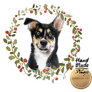 Ritratto personalizzato di cane, regalo per amanti dei cani, acquerello personalizzato per cani, animale domestico con fiori, ritratto in una corona, ritratto commemorativo, animale domestico in perdita