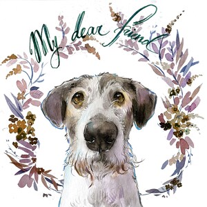 Ritratto personalizzato di cane, regalo per amanti dei cani, acquerello personalizzato per cani, animale domestico con fiori, ritratto in una corona, ritratto commemorativo, animale domestico in perdita