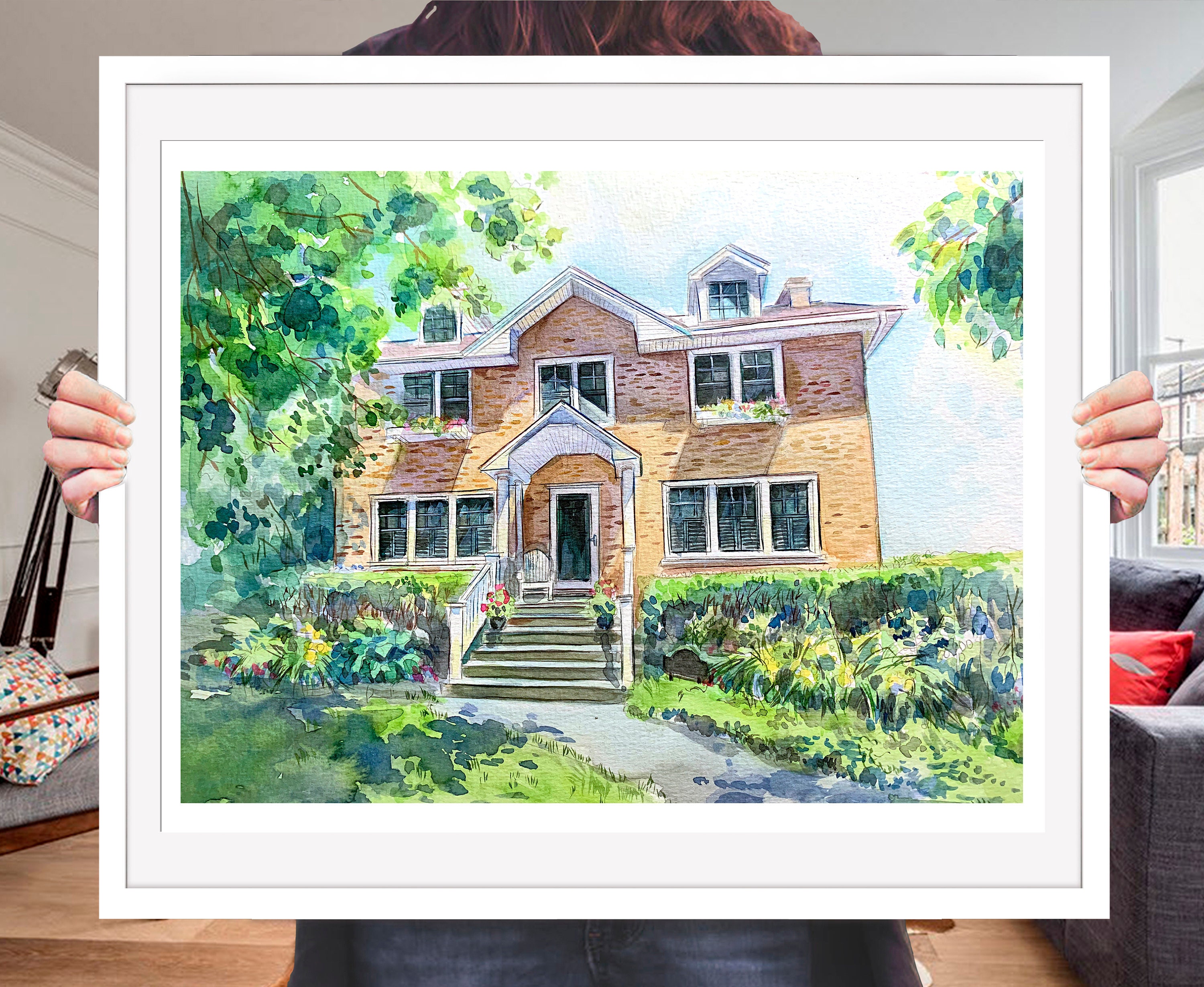 Watercolor Home Portrait Custom Housewarming Gift Watercolor Etsy
